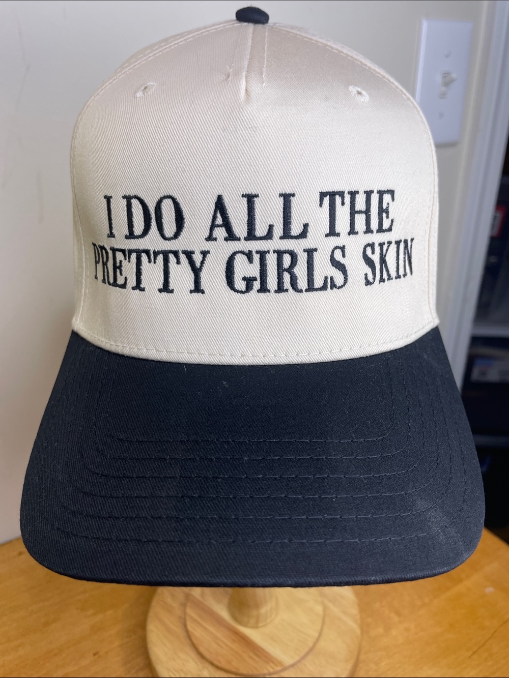 OTTO Cream and Black Trucker Hat with Embroidered Slogan